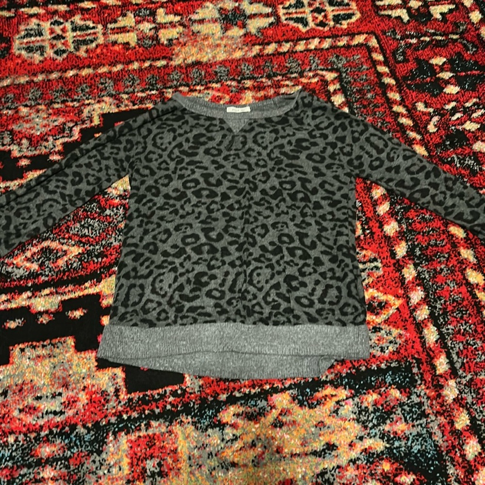 Grey Leopard Print Sweater